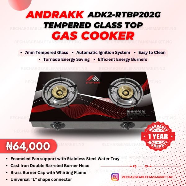 Andrakk Tempered Glass Top Gas Cooker